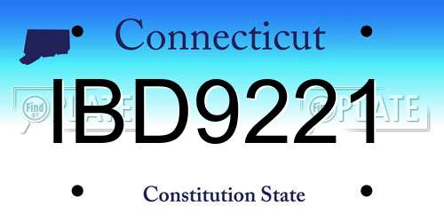 IBD9221 Connecticut License Plate