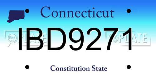 IBD9271 Connecticut License Plate