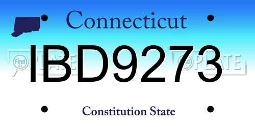 IBD9273 Connecticut License Plate