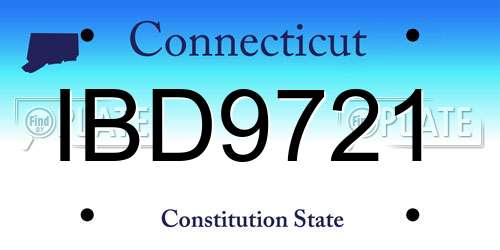 IBD9721 Connecticut License Plate
