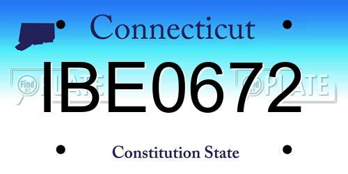 IBE0672 Connecticut License Plate