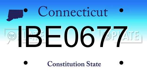 IBE0677 Connecticut License Plate