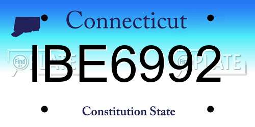 IBE6992 Connecticut License Plate