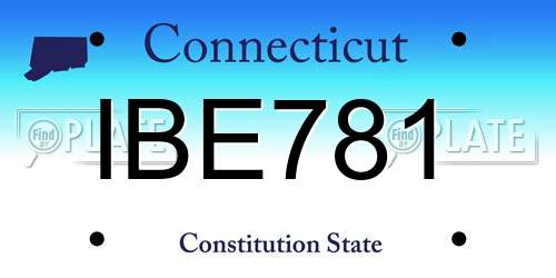 IBE781 Connecticut License Plate