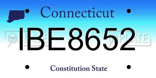 IBE8652 Connecticut License Plate