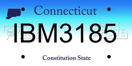 IBM3185 Connecticut License Plate