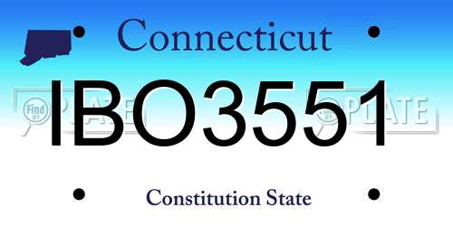 IBO3551 Connecticut License Plate