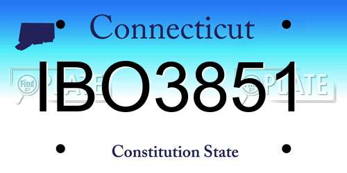 IBO3851 Connecticut License Plate