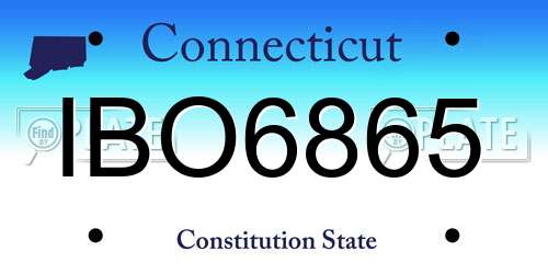 IBO6865 Connecticut License Plate