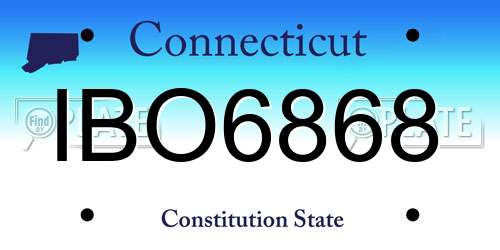 IBO6868 Connecticut License Plate