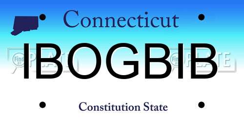 IBOGBIB Connecticut License Plate