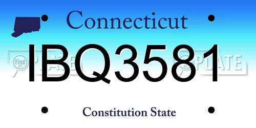 IBQ3581 Connecticut License Plate