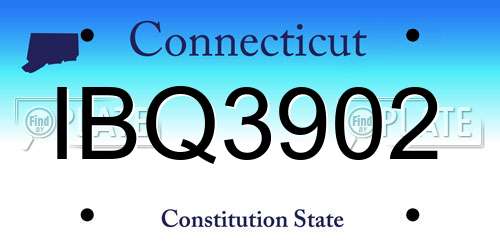 IBQ3902 Connecticut License Plate