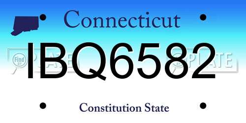 IBQ6582 Connecticut License Plate