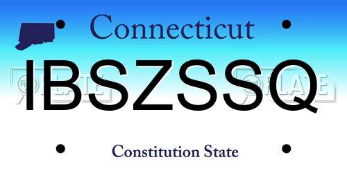 IBSZSSQ Connecticut License Plate
