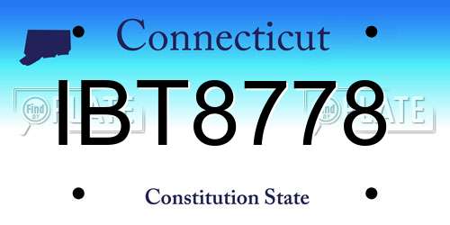 IBT8778 Connecticut License Plate