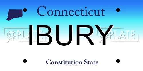 IBURY Connecticut License Plate