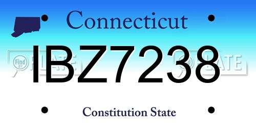 IBZ7238 Connecticut License Plate