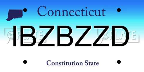 IBZBZZD Connecticut License Plate