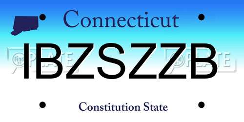 IBZSZZB Connecticut License Plate