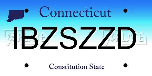 IBZSZZD Connecticut License Plate