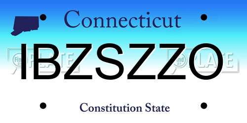 IBZSZZO Connecticut License Plate