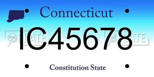 IC45678 Connecticut License Plate
