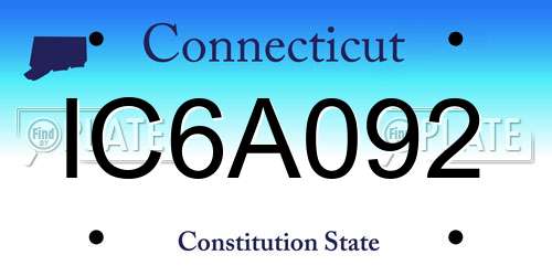 IC6A092 Connecticut License Plate