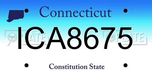 ICA8675 Connecticut License Plate
