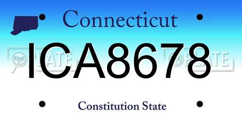 ICA8678 Connecticut License Plate