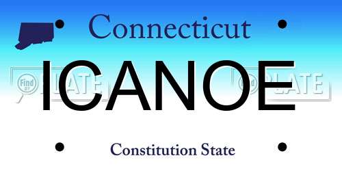ICANOE Connecticut License Plate
