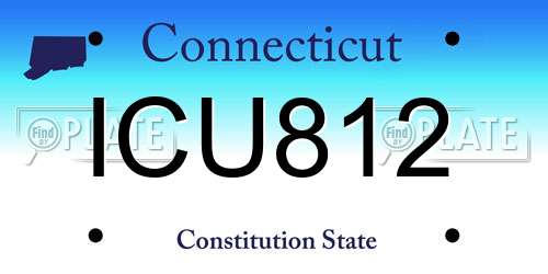 ICU812 Connecticut License Plate