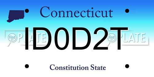 ID0D2T Connecticut License Plate