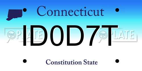 ID0D7T Connecticut License Plate