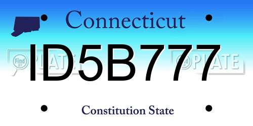 ID5B777 Connecticut License Plate