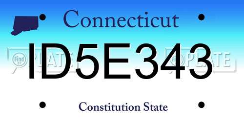 ID5E343 Connecticut License Plate