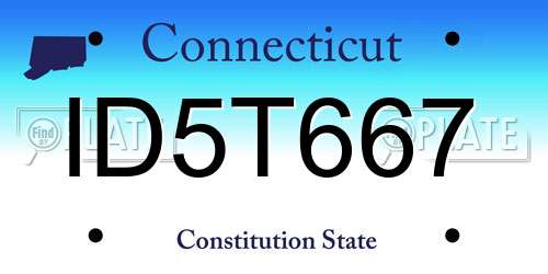ID5T667 Connecticut License Plate