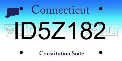 ID5Z182 Connecticut License Plate