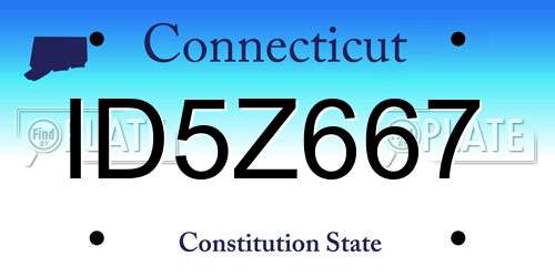 ID5Z667 Connecticut License Plate
