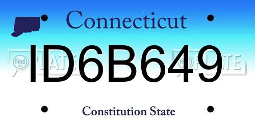 ID6B649 Connecticut License Plate