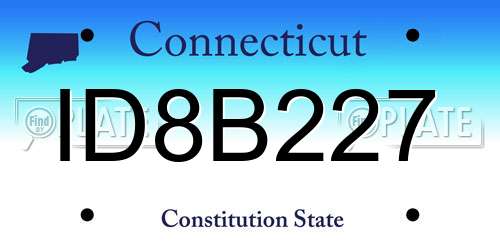 ID8B227 Connecticut License Plate
