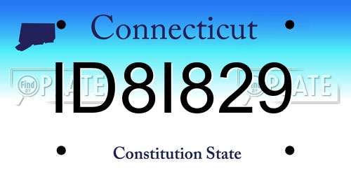 ID8I829 Connecticut License Plate