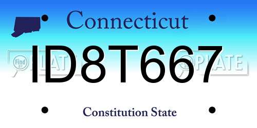 ID8T667 Connecticut License Plate