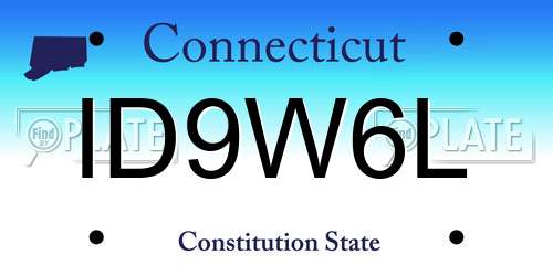 ID9W6L Connecticut License Plate