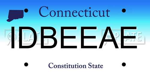 IDBEEAE Connecticut License Plate