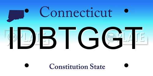IDBTGGT Connecticut License Plate