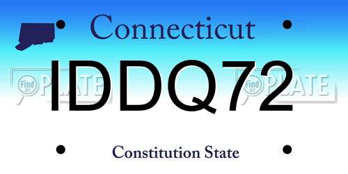 IDDQ72 Connecticut License Plate