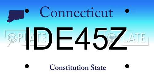 IDE45Z Connecticut License Plate