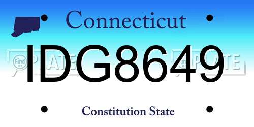 IDG8649 Connecticut License Plate