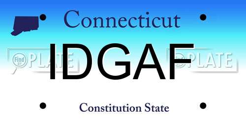 IDGAF Connecticut License Plate